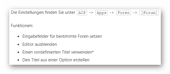 Individuelle Eingabefelder - Forum Erweiterung