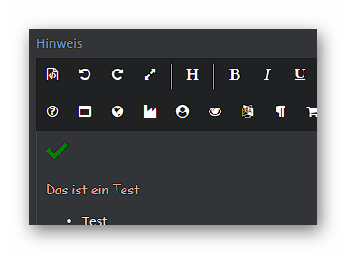 ACP Hinweis WYSIWYG-Editor